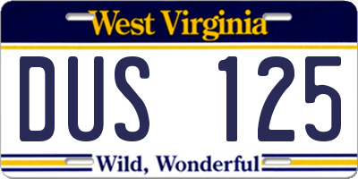 WV license plate DUS125