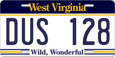 WV license plate DUS128