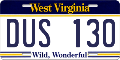 WV license plate DUS130