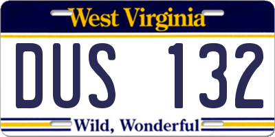 WV license plate DUS132