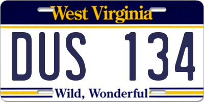WV license plate DUS134
