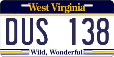 WV license plate DUS138