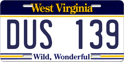 WV license plate DUS139