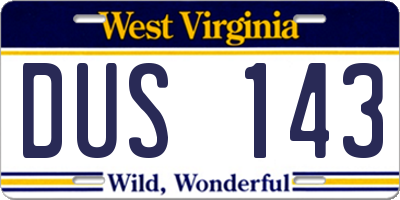 WV license plate DUS143