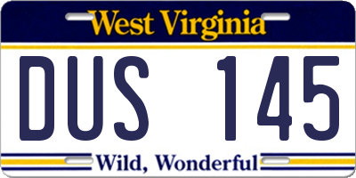 WV license plate DUS145
