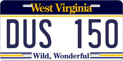 WV license plate DUS150