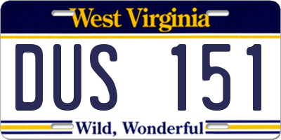 WV license plate DUS151