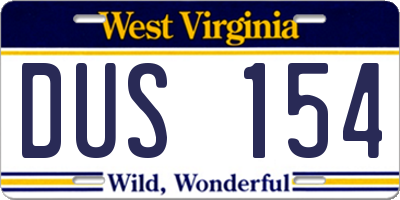 WV license plate DUS154