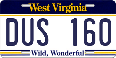 WV license plate DUS160