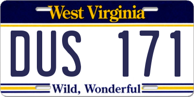 WV license plate DUS171