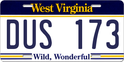 WV license plate DUS173