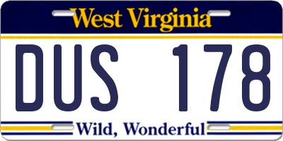 WV license plate DUS178
