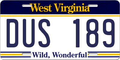 WV license plate DUS189