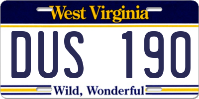 WV license plate DUS190