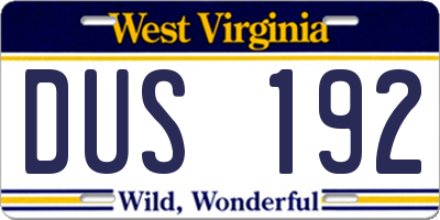 WV license plate DUS192