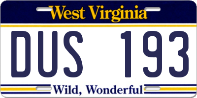 WV license plate DUS193