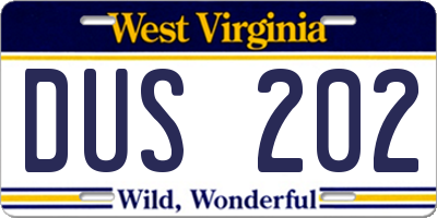 WV license plate DUS202