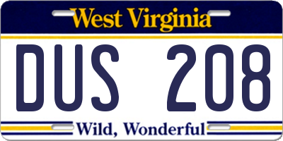 WV license plate DUS208