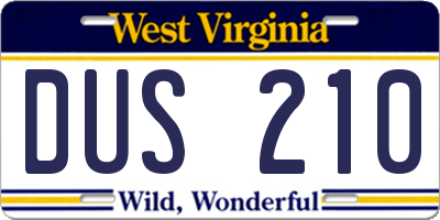 WV license plate DUS210