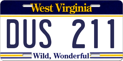 WV license plate DUS211