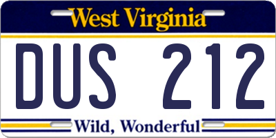 WV license plate DUS212