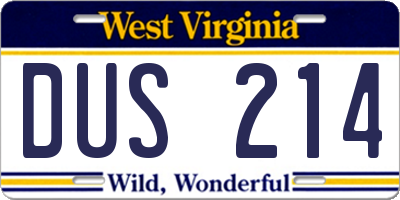 WV license plate DUS214