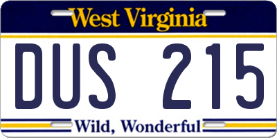 WV license plate DUS215