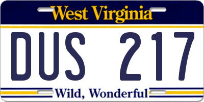 WV license plate DUS217