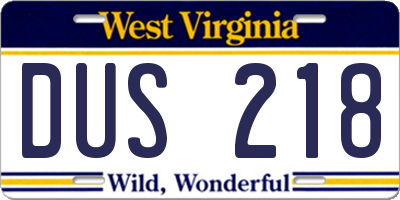 WV license plate DUS218