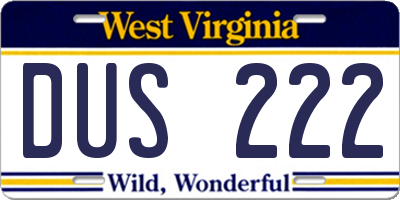 WV license plate DUS222