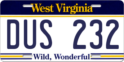 WV license plate DUS232