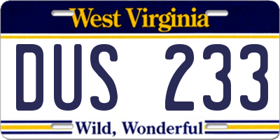 WV license plate DUS233