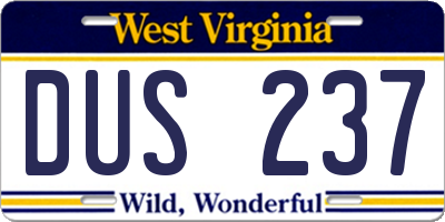 WV license plate DUS237