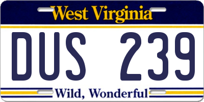 WV license plate DUS239