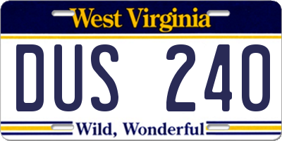 WV license plate DUS240