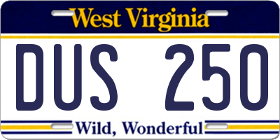WV license plate DUS250
