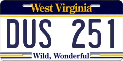 WV license plate DUS251