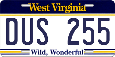 WV license plate DUS255