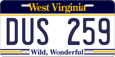 WV license plate DUS259