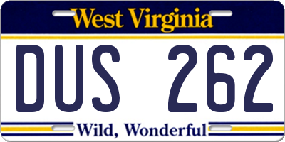WV license plate DUS262
