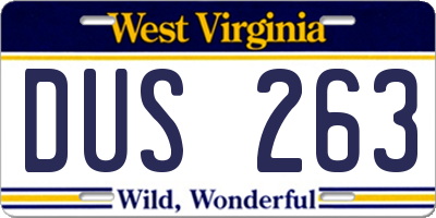 WV license plate DUS263