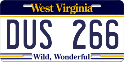 WV license plate DUS266