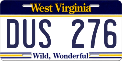 WV license plate DUS276