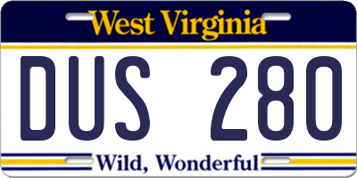 WV license plate DUS280