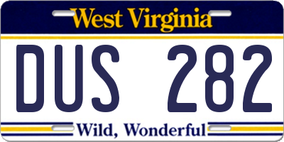 WV license plate DUS282