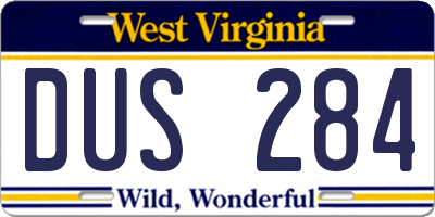 WV license plate DUS284