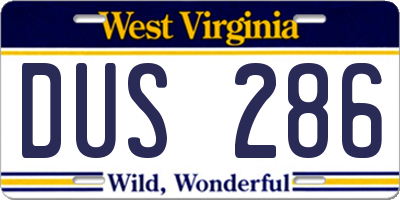 WV license plate DUS286