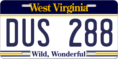 WV license plate DUS288