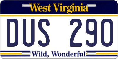 WV license plate DUS290