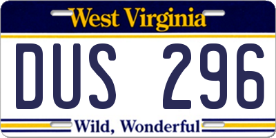 WV license plate DUS296